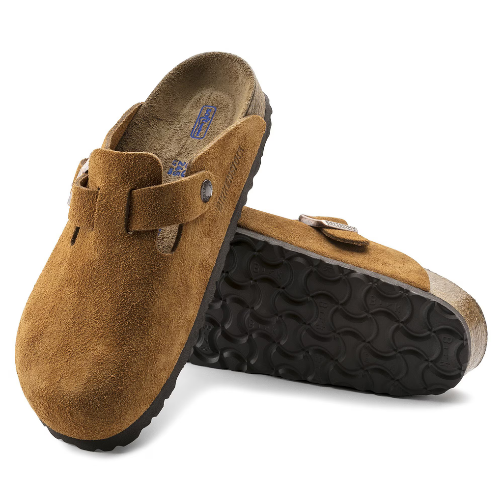 Birkenstock Boston mink – forfra med synlig rem og spænde