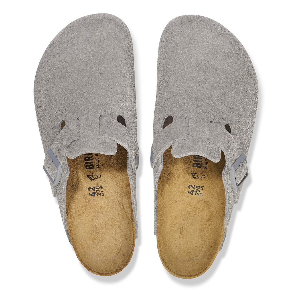 Birkenstock Boston grå – bund og fodseng med kork-latex og EVA 