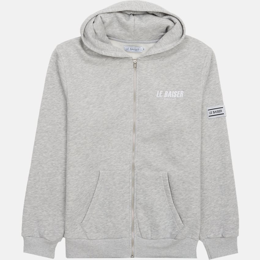 Guam Zip-Sweatshirt i grå fra NON-SENS – front med lynlås og broderet logo