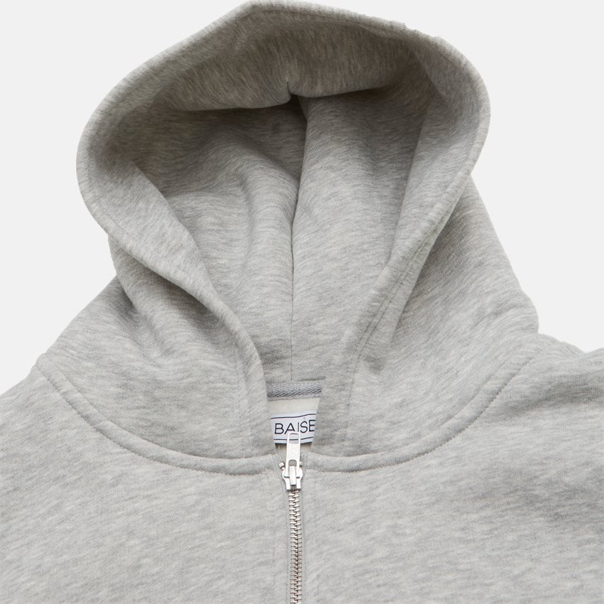 Detaljebillede af hætte og lynlås på Guam Zip-Sweatshirt i grå