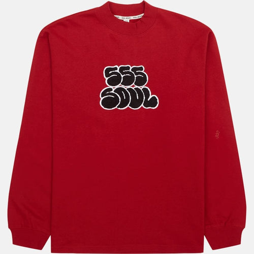 Blowup Mockneck sweatshirt fra 555 Soul – rød med broderet frontlogo