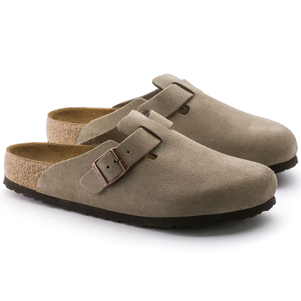 Birkenstock Boston sandfarve – bag- og sideperspektiv