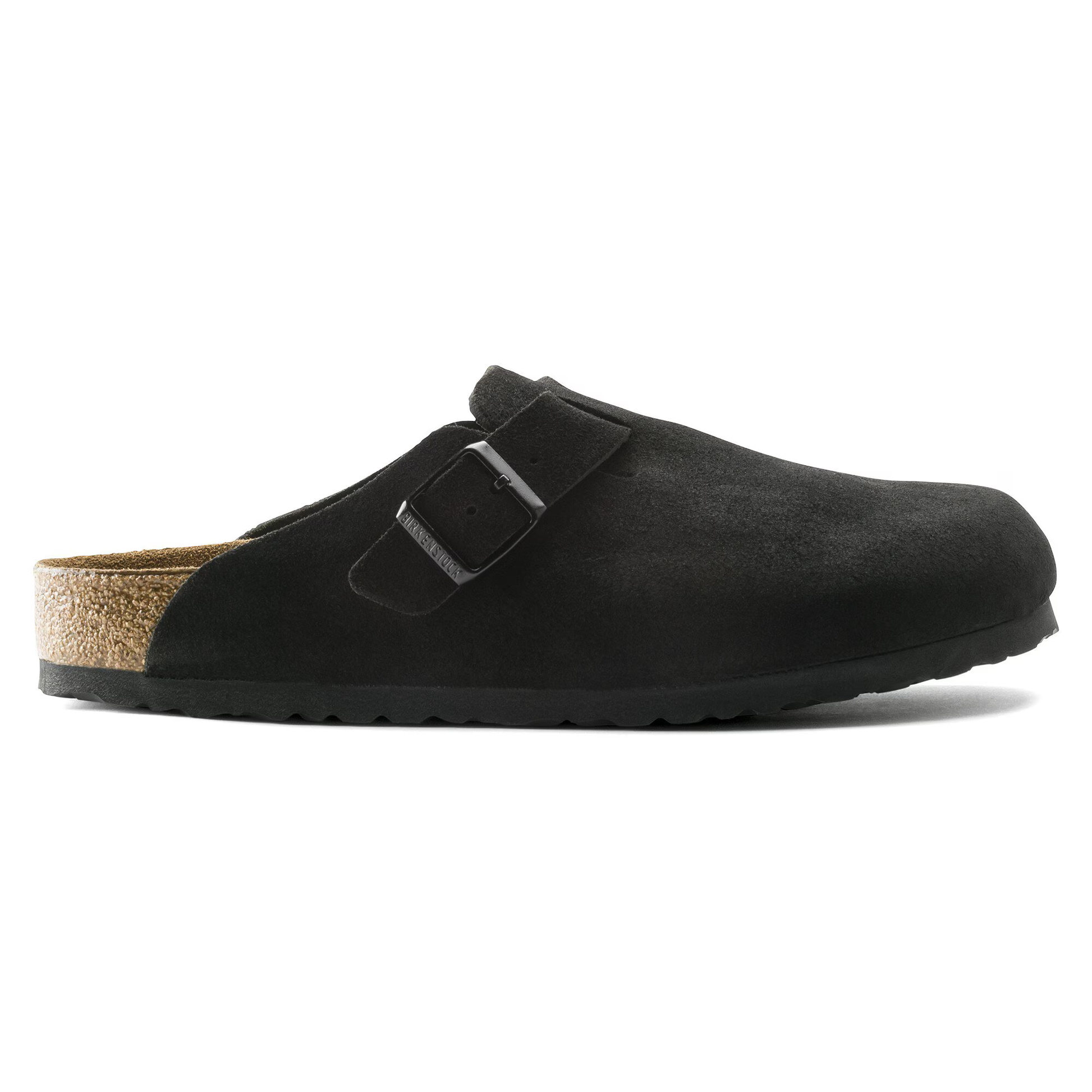 Birkenstock Boston Soft Footbed sort – klassisk clog i ruskind