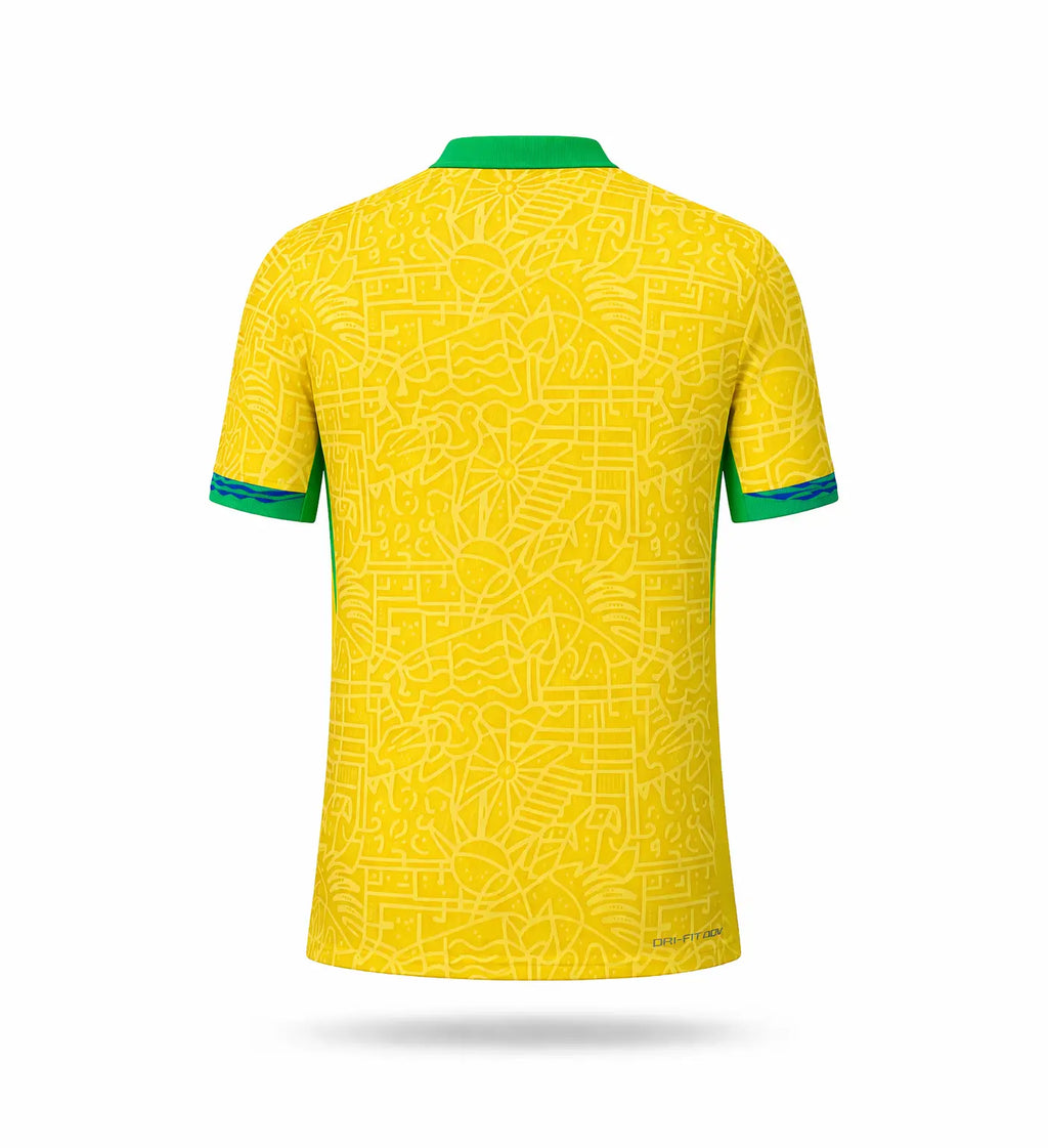 Brazil jersey gul back view – bagside af fodboldtrøje med mønster