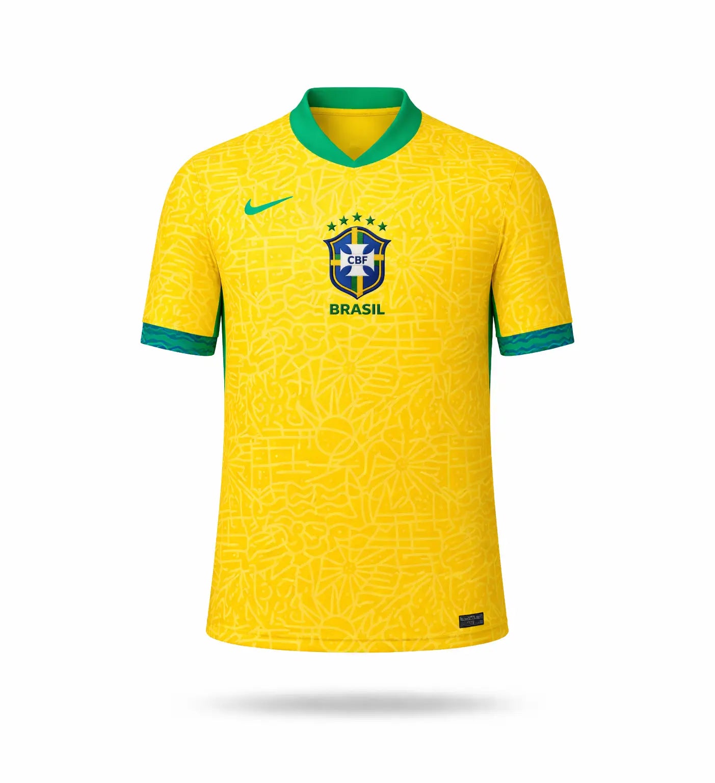 Brazil jersey gul front view – fodboldtrøje med detaljeret design