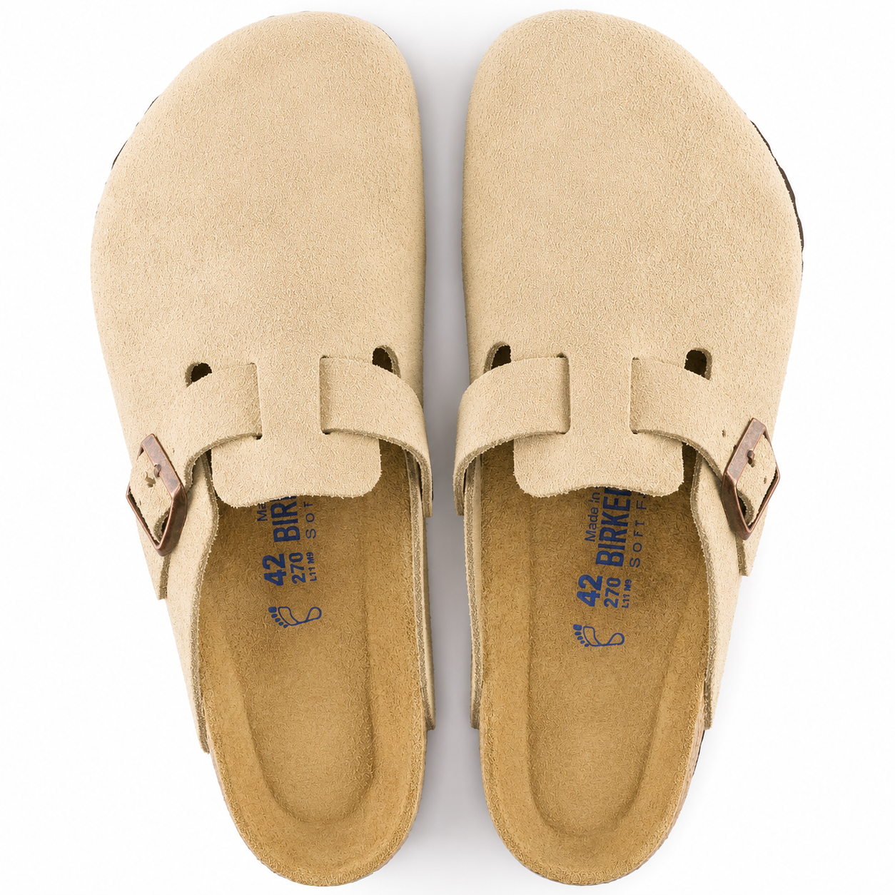 Birkenstock Boston sand – underside med kork-latex fodseng og EVA-sål