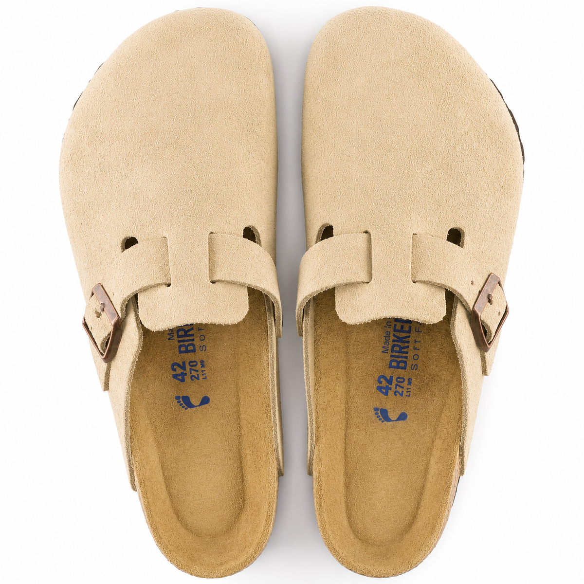 Birkenstock Boston sand – underside med kork-latex fodseng og EVA-sål